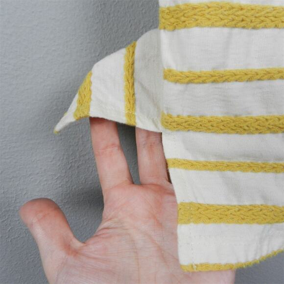 Old Navy Embroidered Striped Button Back Knit Top Size S Yellow Cream Tee - Picture 8 of 10